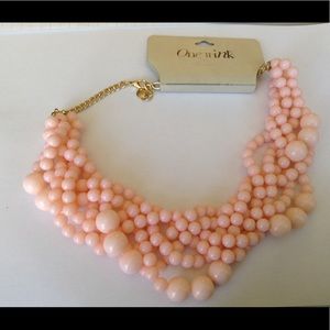 Pink faux bead necklace
